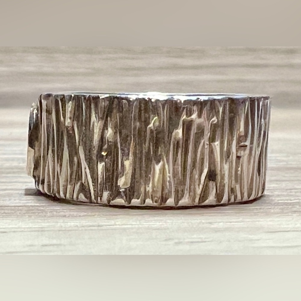 Vintage Artisan Designer MLP Sterling Silver & 14K Gold Swirl Band Ring, Size 6 - Picture 4 of 12